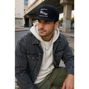 Brixton Snapback Hat Mens One Size Black Property Of Brixton Logo Cap NWT